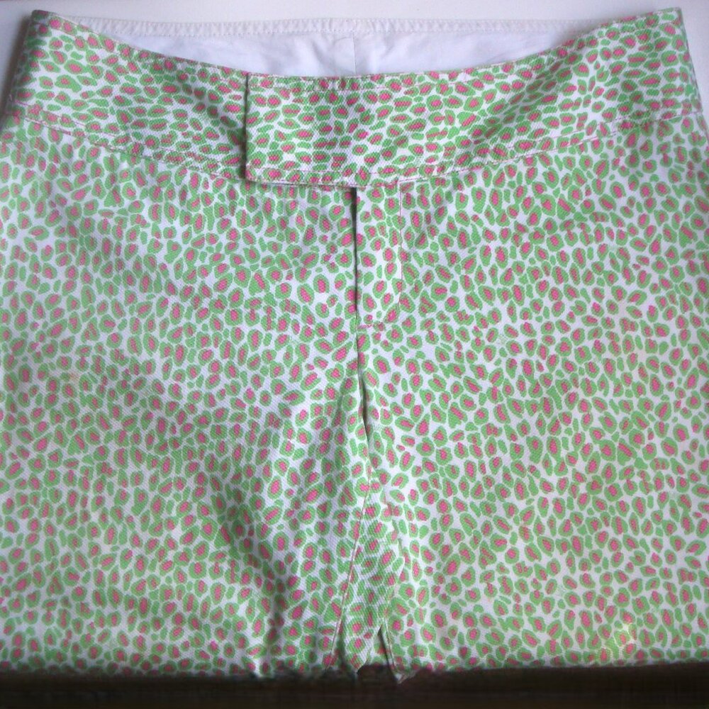 LILLY PULITZER Green Pink Spotted Bailey Capri Low Rise Pant